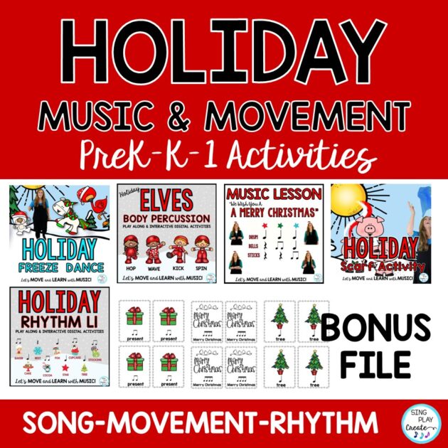 Holiday PreK-K-1 Music Activity Bundle: Music and Movement Activities
