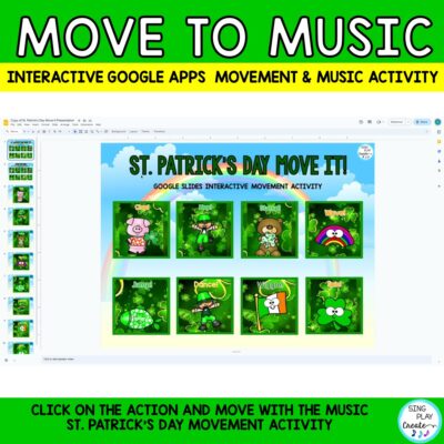 St. Patrick's Day MOVE IT! Brain Break, Movement Game| Interactive Google Slides. FUN, INTERACTIVE music and movement brain break activity.