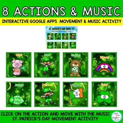 St. Patrick's Day MOVE IT! Brain Break, Movement Game| Interactive Google Slides. FUN, INTERACTIVE music and movement brain break activity.