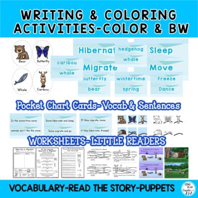 Easy to use hibernation-migration activities for Kindergarten and Preschool. Hibernation-Migration movement song and engaging materials. SING PLAY CREATE